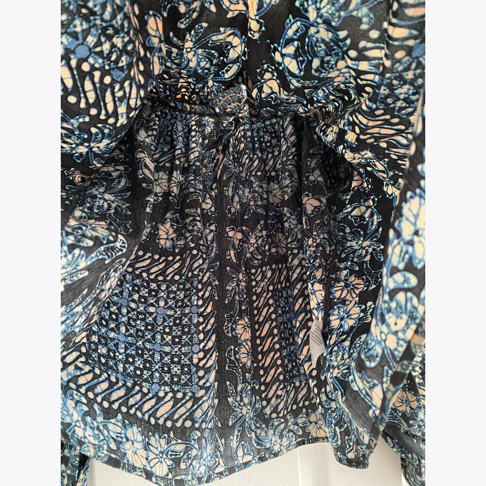 Ulla Johnson "Satima" Printed Cotton Blouse in Azure, size 2 - Picture 10 of 13